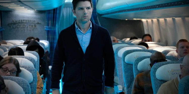 "Nightmare at 30,000 Feet" -- Pictured: Adam Scott as Justin Sanderson of the CBS All Access series THE TWILIGHT ZONE available to stream on Monday, April 1st. Photo Cr: Robert Falconer/CBS ÃÂ© 2018 CBS Interactive. All Rights Reserved.