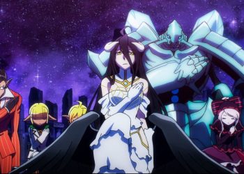 Guardiões de Andar e Albedo reverenciando o lorde Ainz do anime Overlord