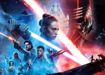 No pôster, há os personagens principais do filme: Chewbacca, Poe, Finn, Lando, C-3PO, Rose, Zorii, R2-D2 e Jannah. Mas, o grande foco está no embate entre Rey e Kylo Ren. As cores se dividem em azul e vermelho.