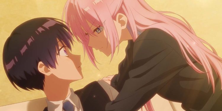 Imagem do pôster promocional do anime Shikimori's Not Just a Cutie