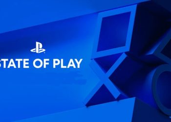 Banner do evento State of Play 2022, realizado pela PlayStation. Fundo azul, nome do evento e logo da PlayStation do lado esquerdo, símbolos dos botões dos controles do lado direito.
