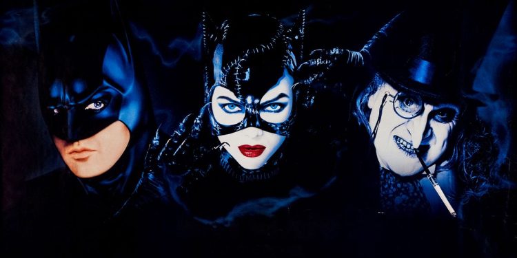 Pôster destaque de Batman, Mulher Gato e Pinguim em Batman o retorno