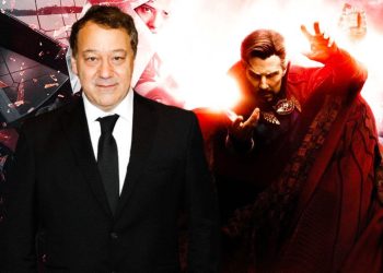 Pôster destaque de Sam Raimi em imagem de Doutor Estranho 2