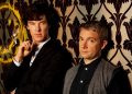 Sherlock Holmes (Bennedict Cumberbatch) e John Watson (Martin Freeman) em uma imagem promocional da segunda temporada de Sherlock.