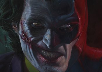 Capa variante da Detective Comics, onde Batman e Coringa se juntam em uma mesma face.