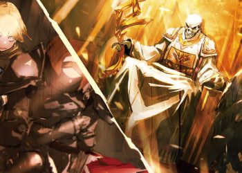 Cena da Light Novel de Overlord. Lorde Ainz aparecendo para Neia Baraja.