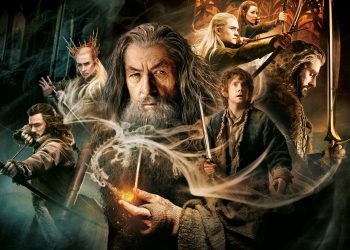 Os personagens de O Hobbit: A Desolação de Smaug em um pôster oficial do filme.