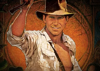 Indiana Jones no pôster de Os Caçadores da Arca Perdida