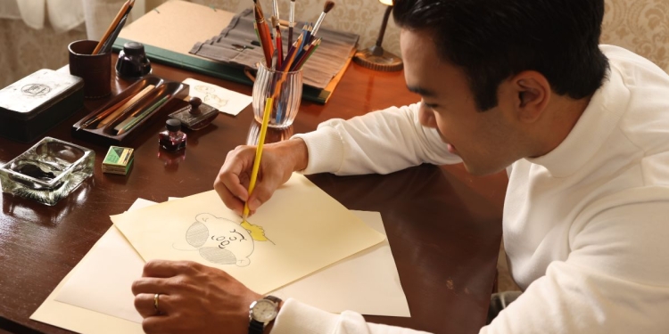 Mauro como Mauricio desenhando a Magali/Disney